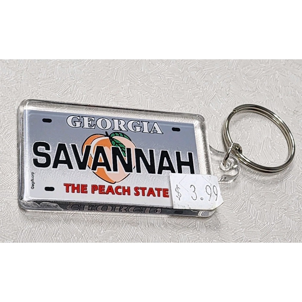 Georgia State License Plate Tag Novelty Key Chain "Savannah" Name Vintage
